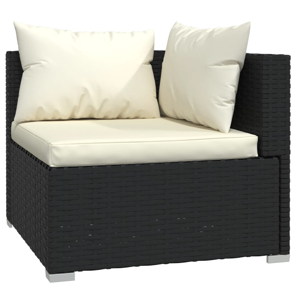 loungesæt til haven 4 dele med hynder polyrattan sort
