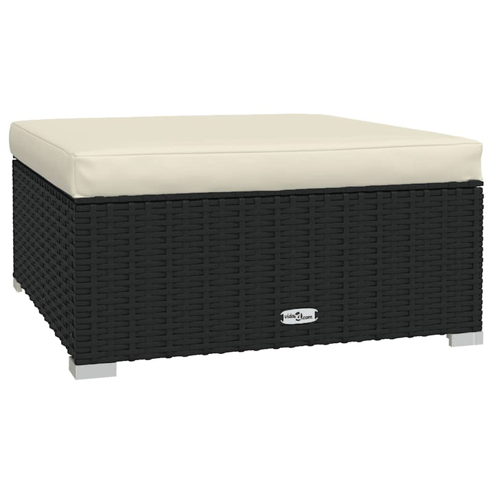 udendørs fodskammel med hynde 70x70x30 cm polyrattan sort