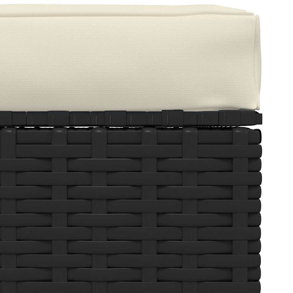 udendørs fodskammel med hynde 70x70x30 cm polyrattan sort