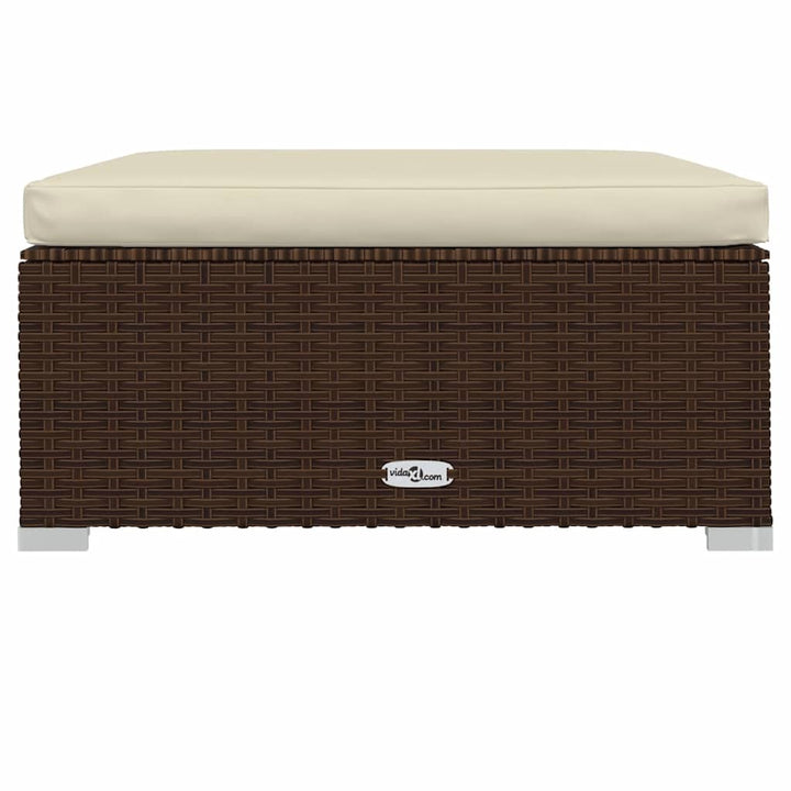 udendørs fodskammel med hynde 70x70x30 cm polyrattan brun