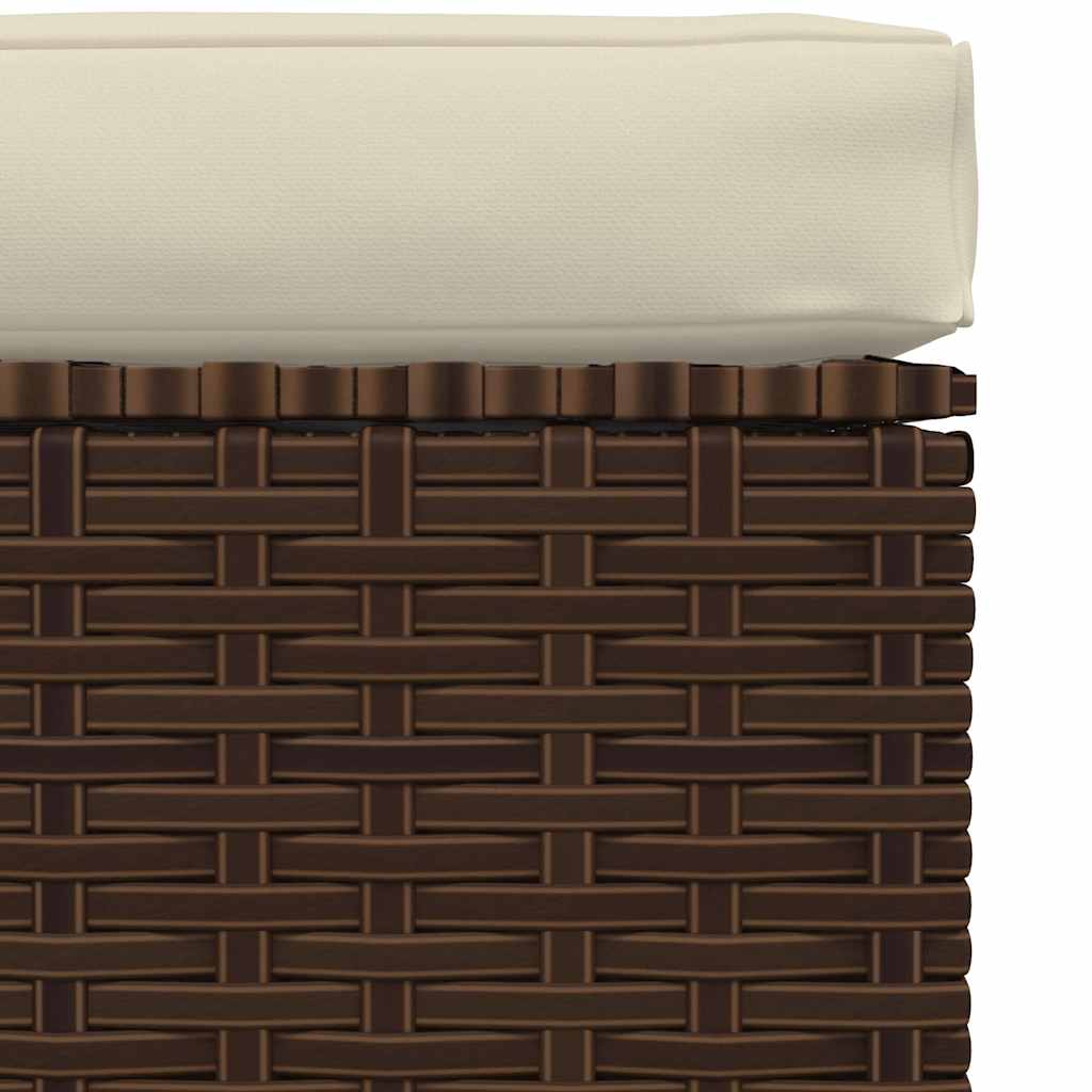 udendørs fodskammel med hynde 70x70x30 cm polyrattan brun