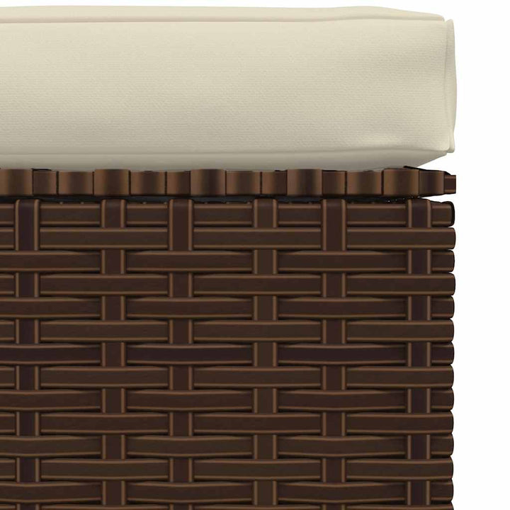 udendørs fodskammel med hynde 70x70x30 cm polyrattan brun