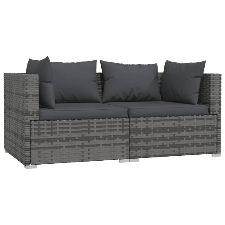 loungesæt til haven 3 dele med hynder polyrattan grå