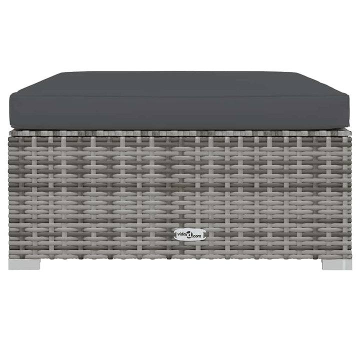 fodskammel med hynde til haven 70x70x30 cm polyrattan grå