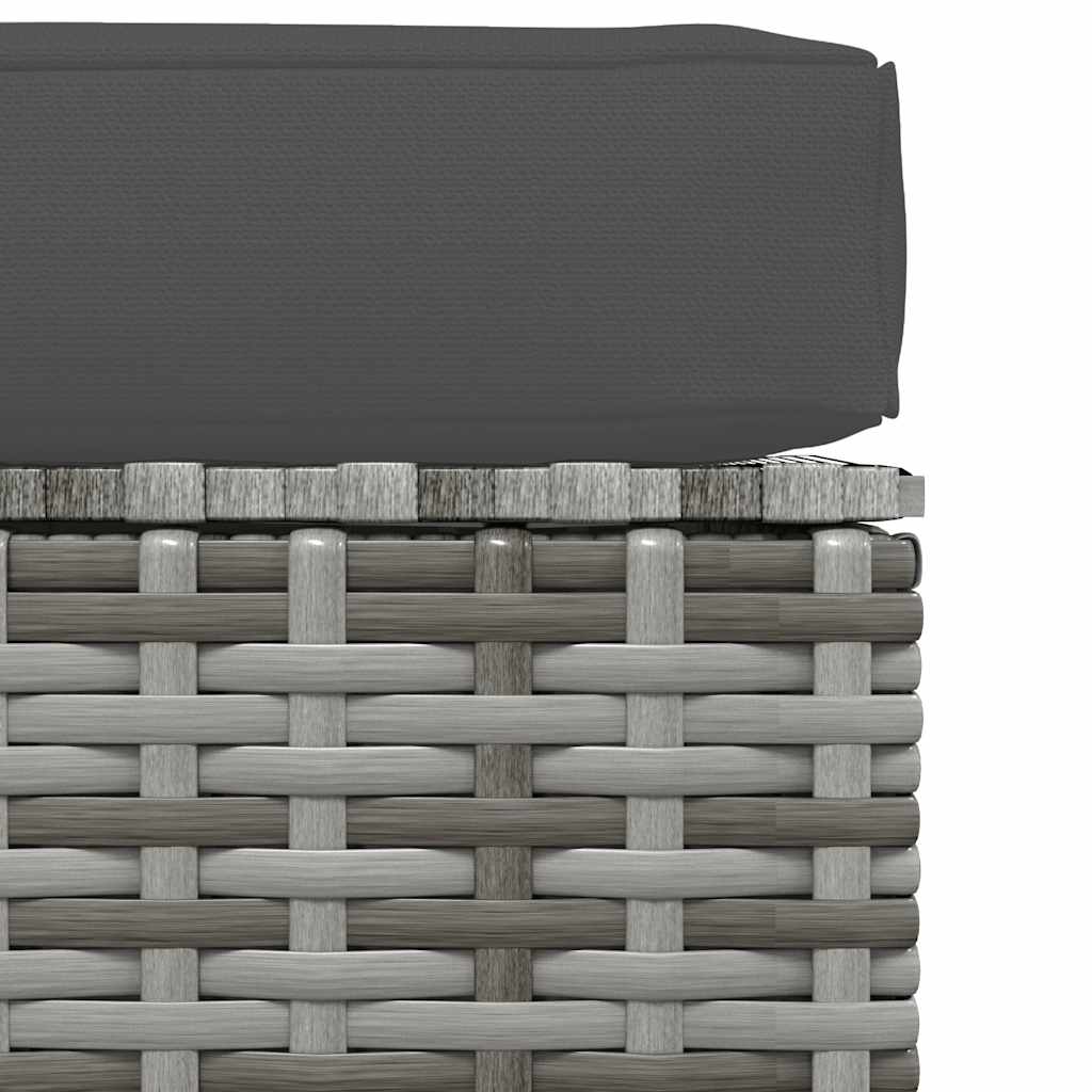 fodskammel med hynde til haven 70x70x30 cm polyrattan grå