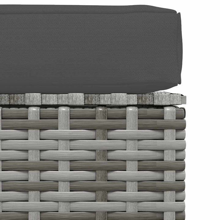 fodskammel med hynde til haven 70x70x30 cm polyrattan grå
