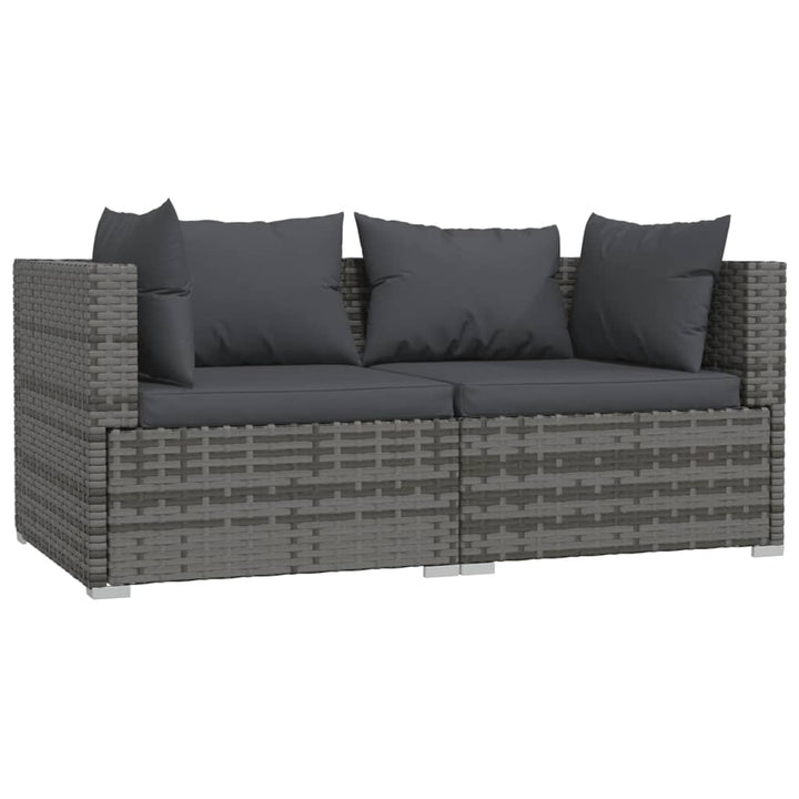 loungesæt til haven 3 dele med hynder polyrattan grå
