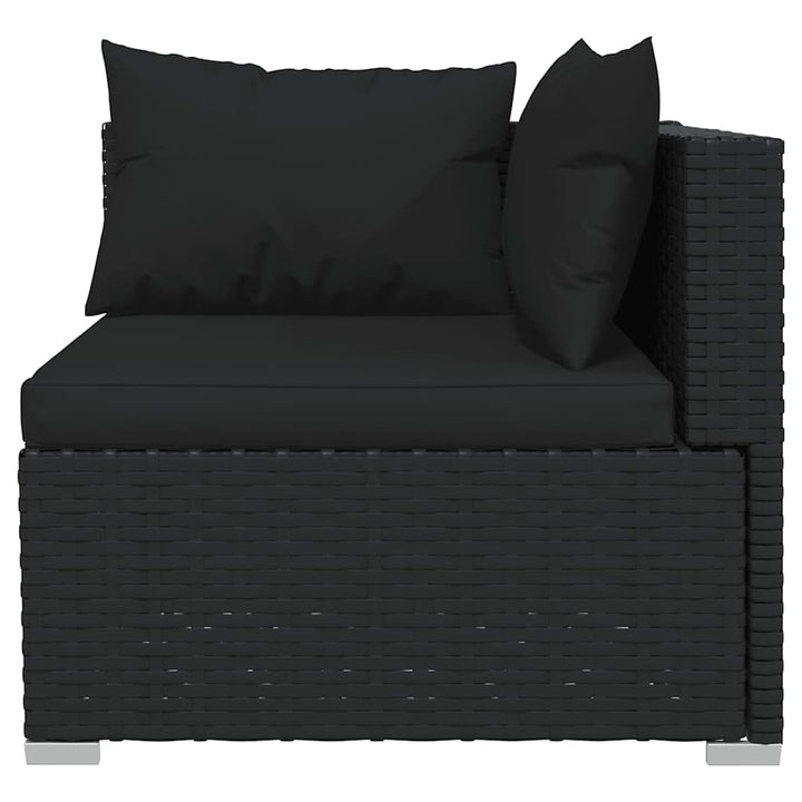 loungesæt til haven 4 dele med hynder polyrattan sort