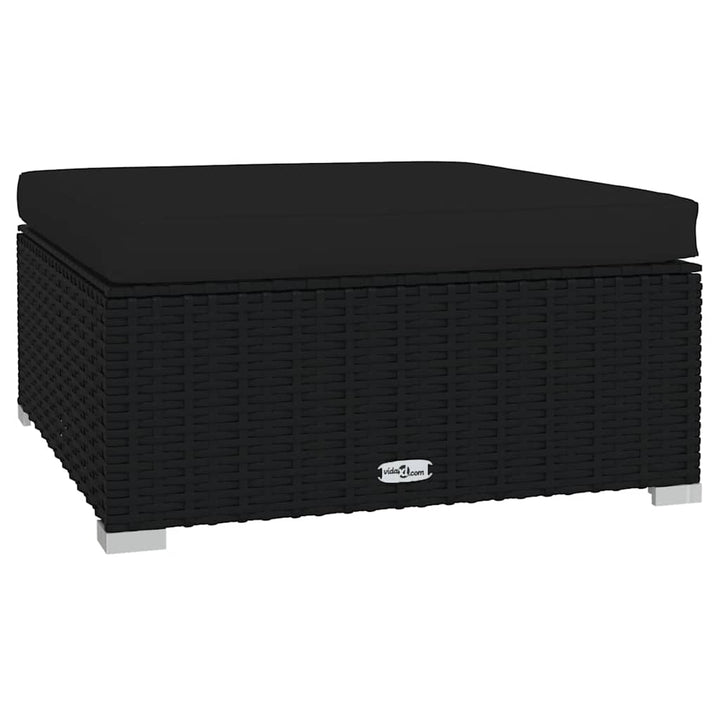 udendørs fodskammel med hynde 70x70x30 cm polyrattan sort