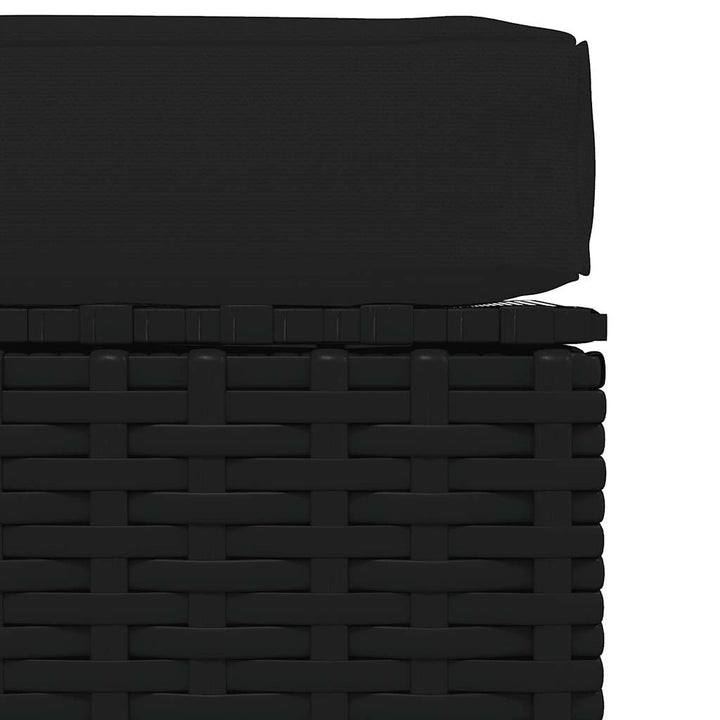 udendørs fodskammel med hynde 70x70x30 cm polyrattan sort
