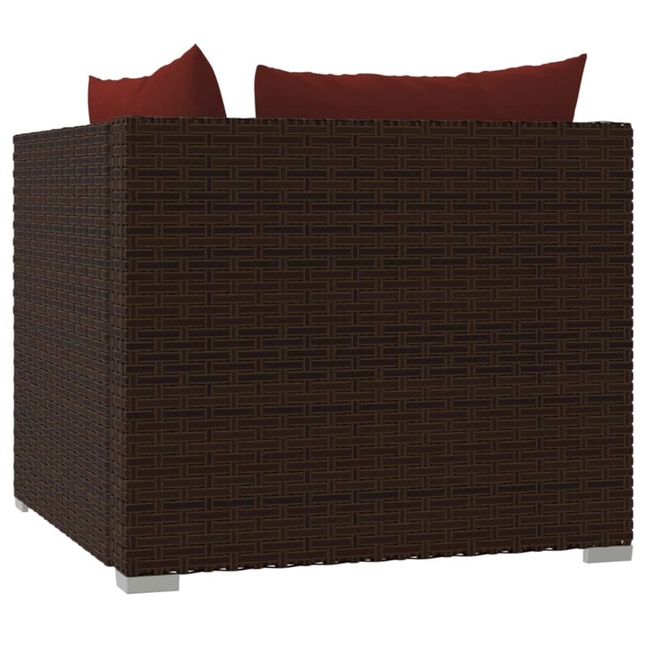 2-personers sofa med hynder polyrattan brun