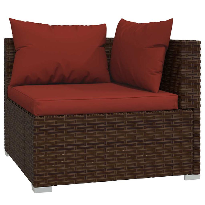 loungesæt til haven 4 dele med hynder polyrattan brun