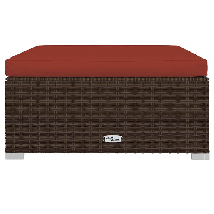 fodskammel med hynde til haven 70x70x30 cm polyrattan brun