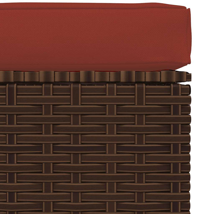fodskammel med hynde til haven 70x70x30 cm polyrattan brun