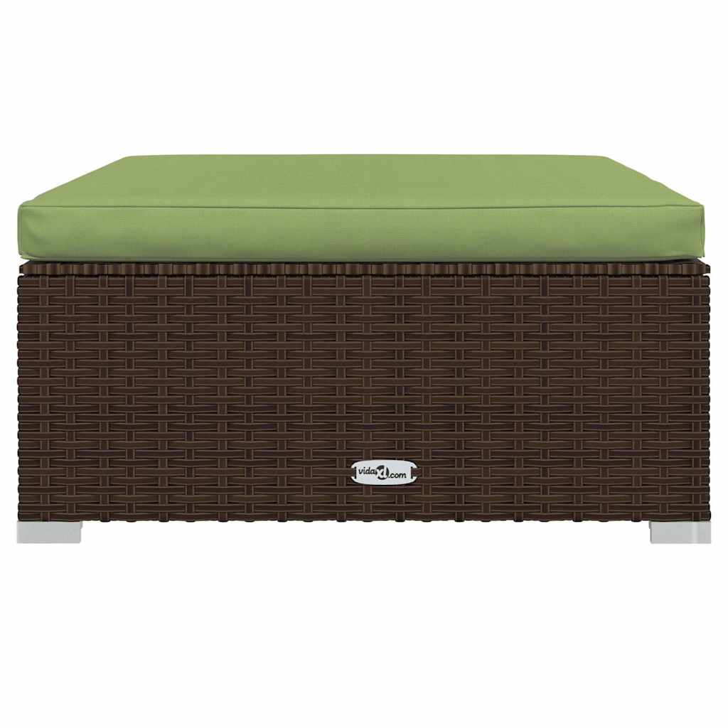 fodskammel med hynde til haven 70x70x30 cm polyrattan brun