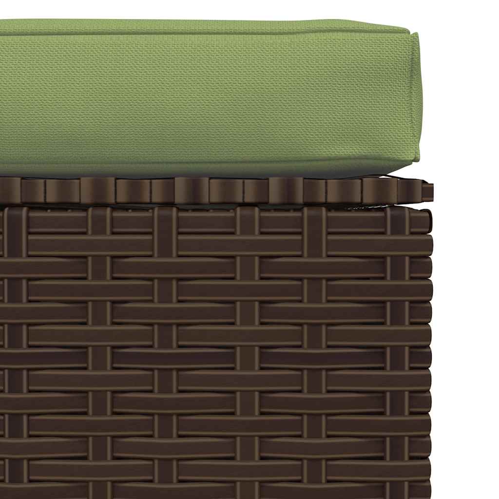 fodskammel med hynde til haven 70x70x30 cm polyrattan brun