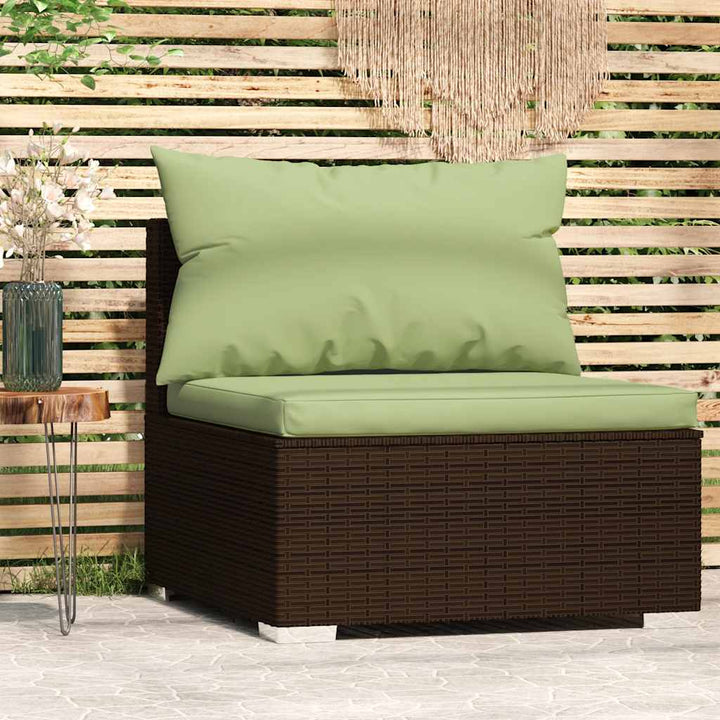 midtermodul til havesofa med hynder polyrattan brun