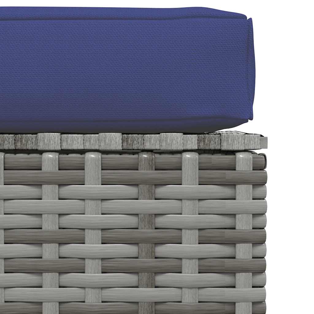 fodskammel med hynde til haven 70x70x30 cm polyrattan grå
