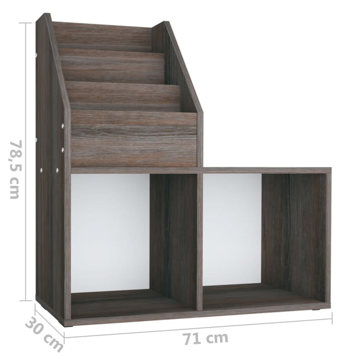 magasinreol 71x30x78,5 cm konstrueret træ grå og sonoma-eg