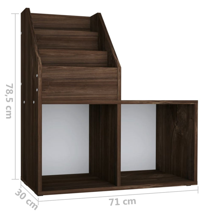 magasinreol til børn 71x30x78,5 cm konstrueret træ røget eg
