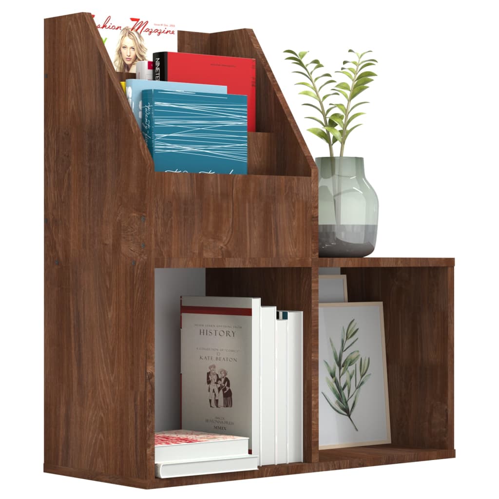 magasinholder til børn 71x30x78,5 cm konstrueret træ brunt eg