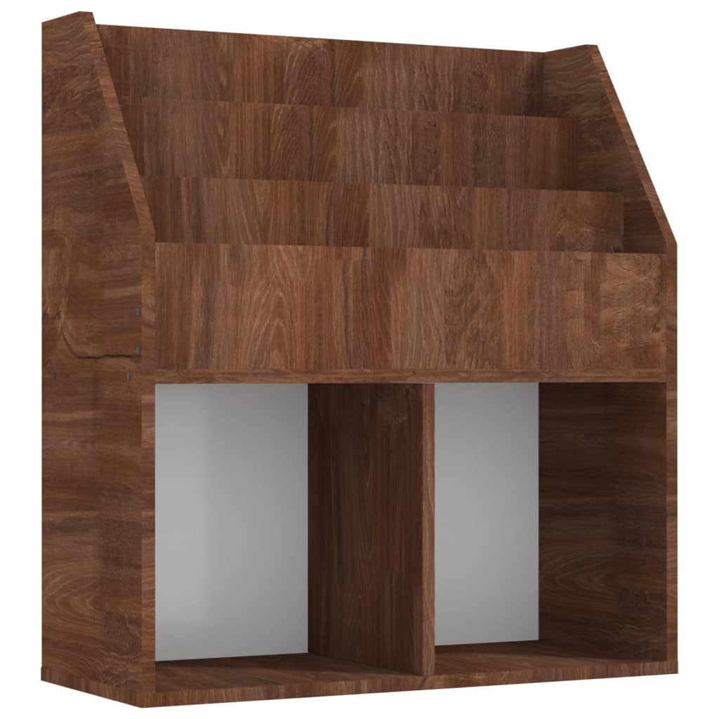 magasinholder til børn 71x30x78,5 cm konstrueret træ brunt eg
