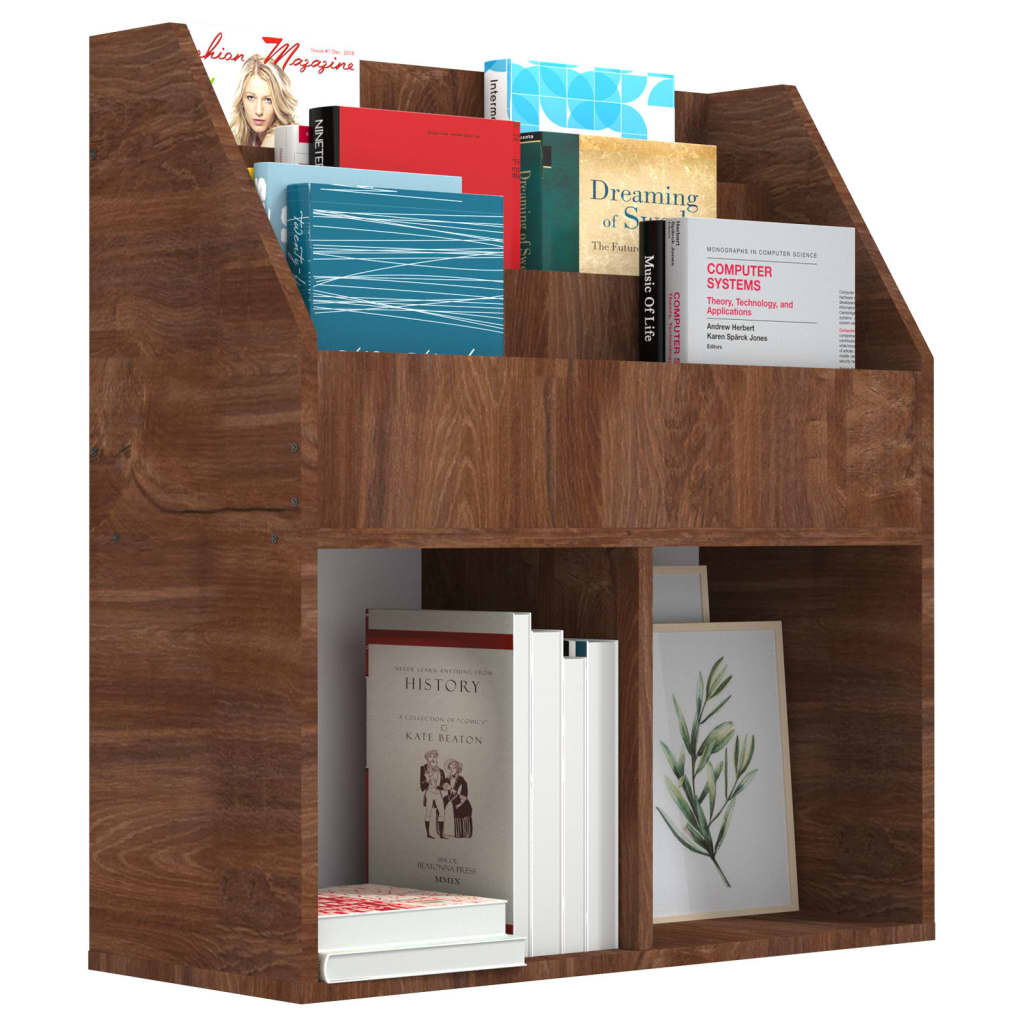 magasinholder til børn 71x30x78,5 cm konstrueret træ brunt eg