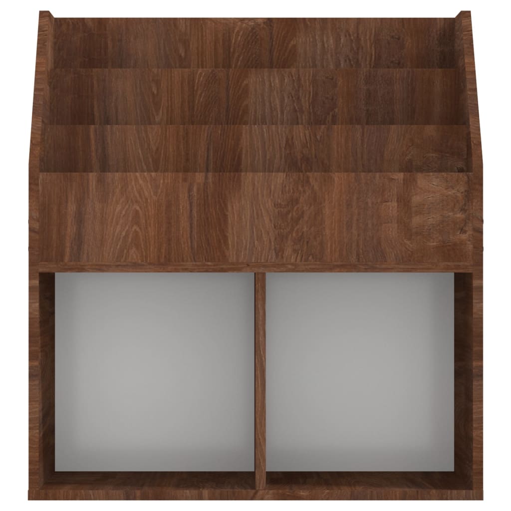 magasinholder til børn 71x30x78,5 cm konstrueret træ brunt eg
