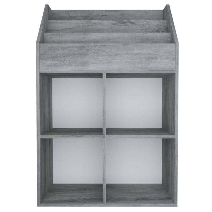 magasinreol til børn 71x30x114 cm konstrueret træ betongrå
