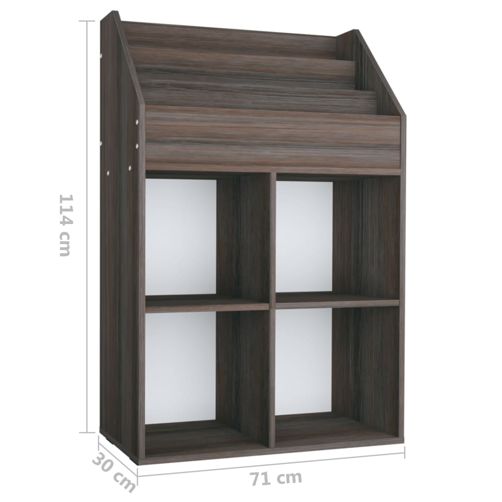 magasinreol 71x30x114 cm konstrueret træ grå og sonoma-eg