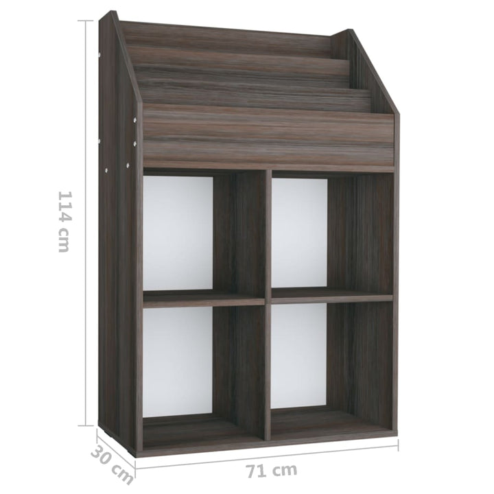 magasinreol 71x30x114 cm konstrueret træ grå og sonoma-eg
