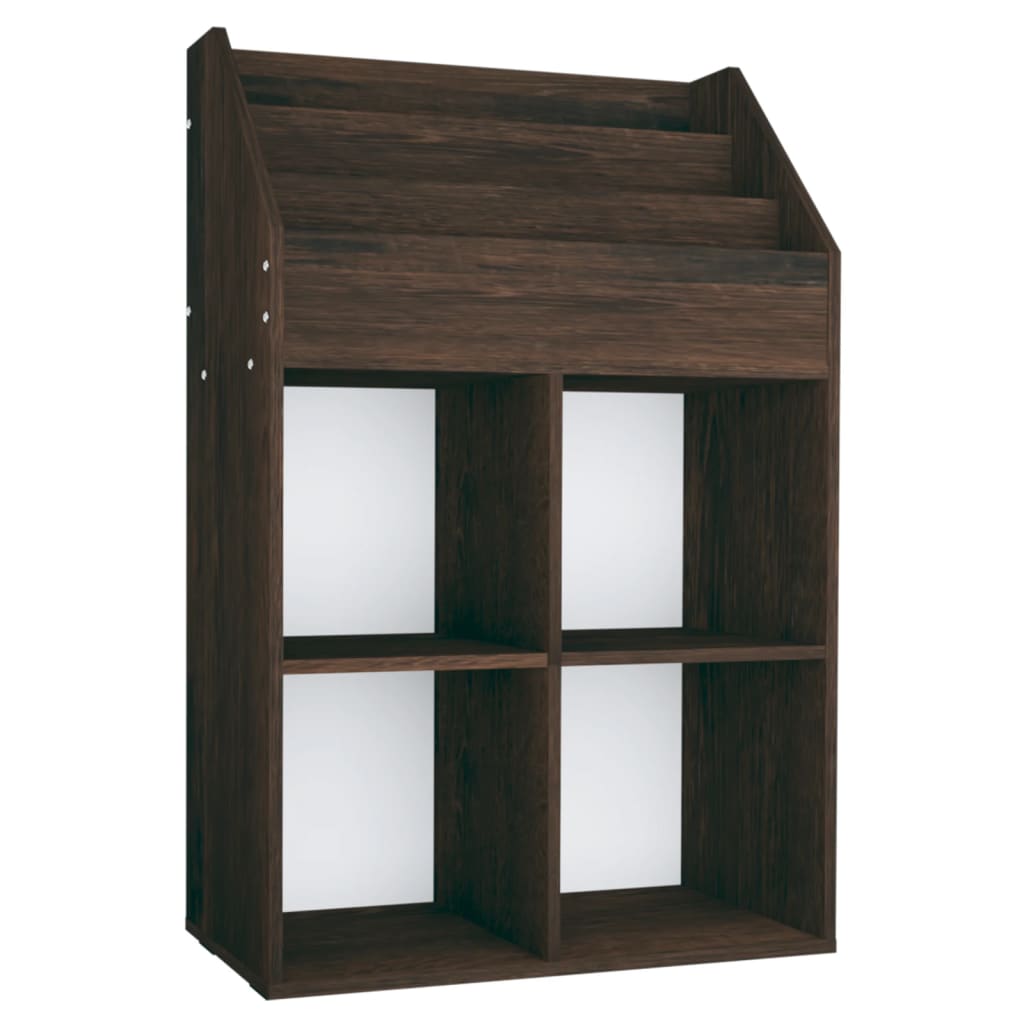 magasinreol til børn 71x30x114 cm konstrueret træ røget eg