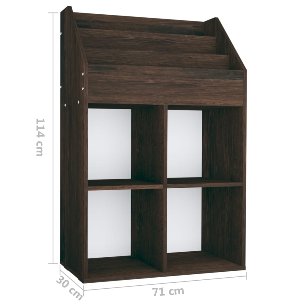 magasinreol til børn 71x30x114 cm konstrueret træ røget eg