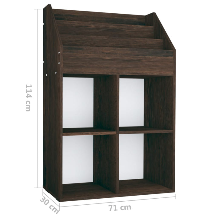 magasinreol til børn 71x30x114 cm konstrueret træ røget eg