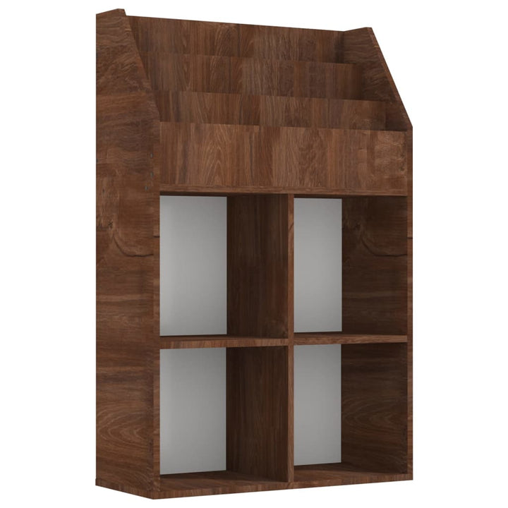 magasinholder til børn 71x30x114 cm konstrueret træ brunt eg