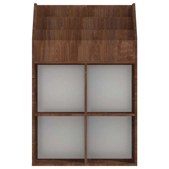 magasinholder til børn 71x30x114 cm konstrueret træ brunt eg