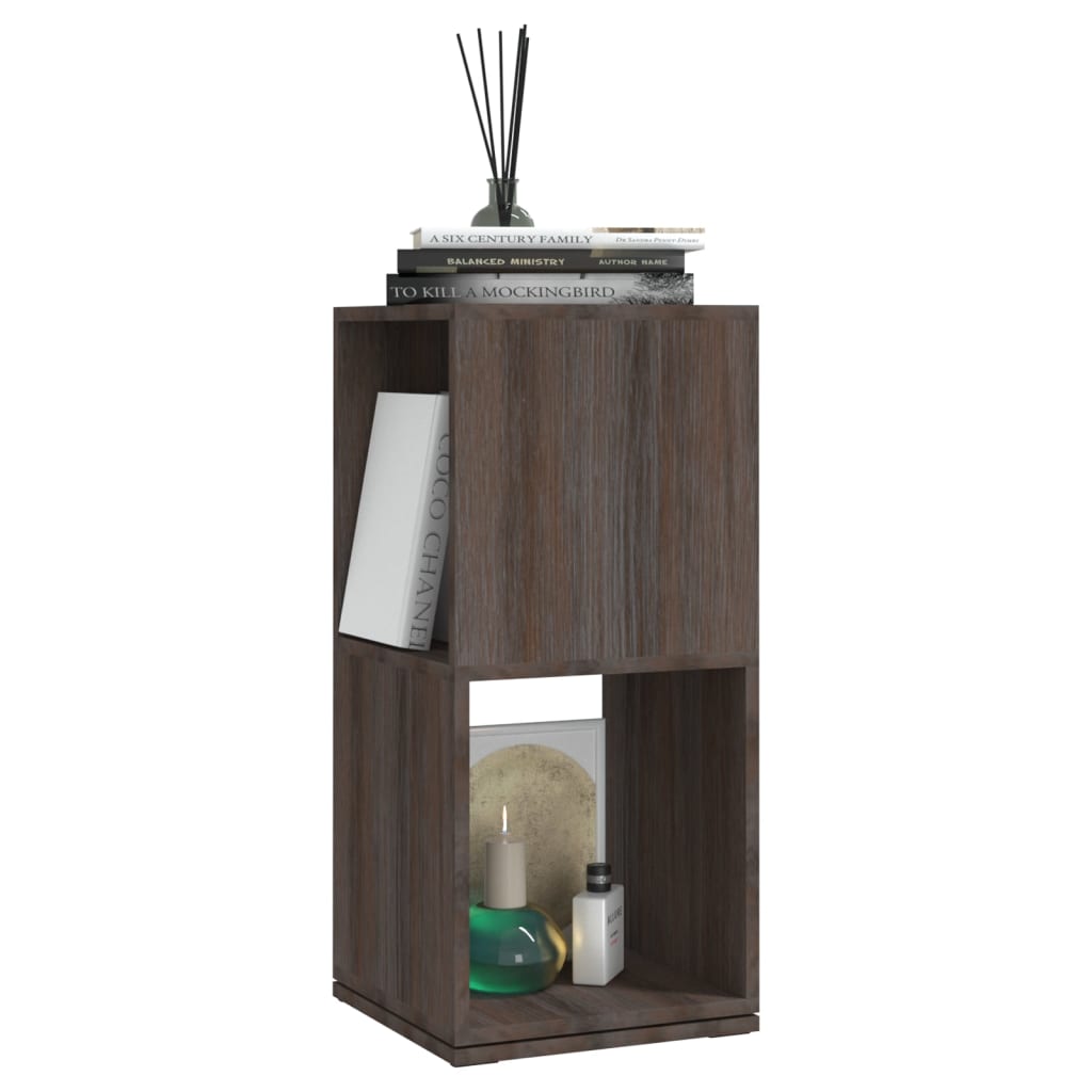 drejelig reol 34,5x34,5x75,5cm konstrueret træ grå og sonoma-eg