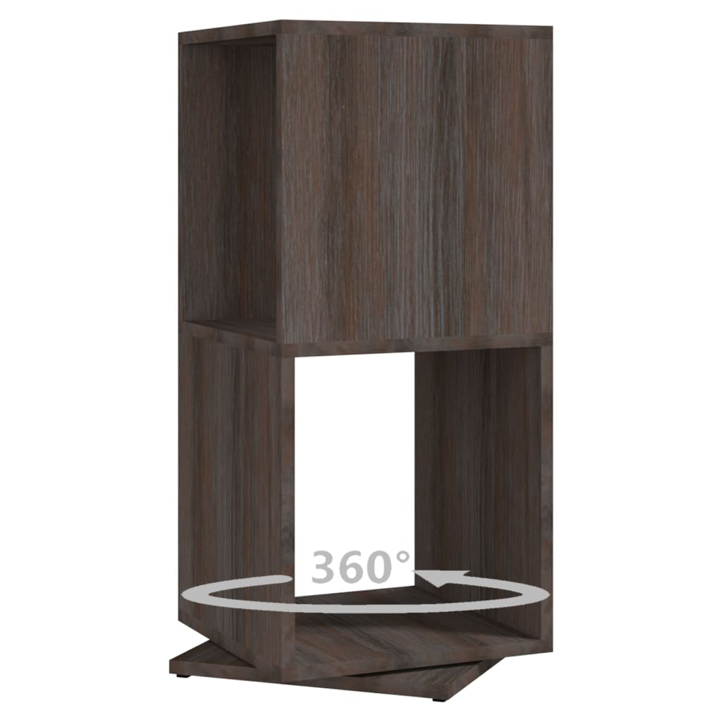 drejelig reol 34,5x34,5x75,5cm konstrueret træ grå og sonoma-eg