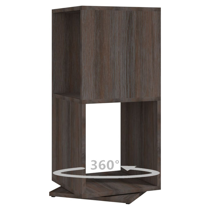 drejelig reol 34,5x34,5x75,5cm konstrueret træ grå og sonoma-eg