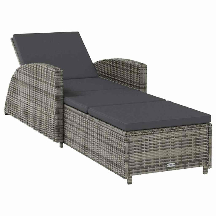 liggestol med mørkegrå hynde polyrattan grå