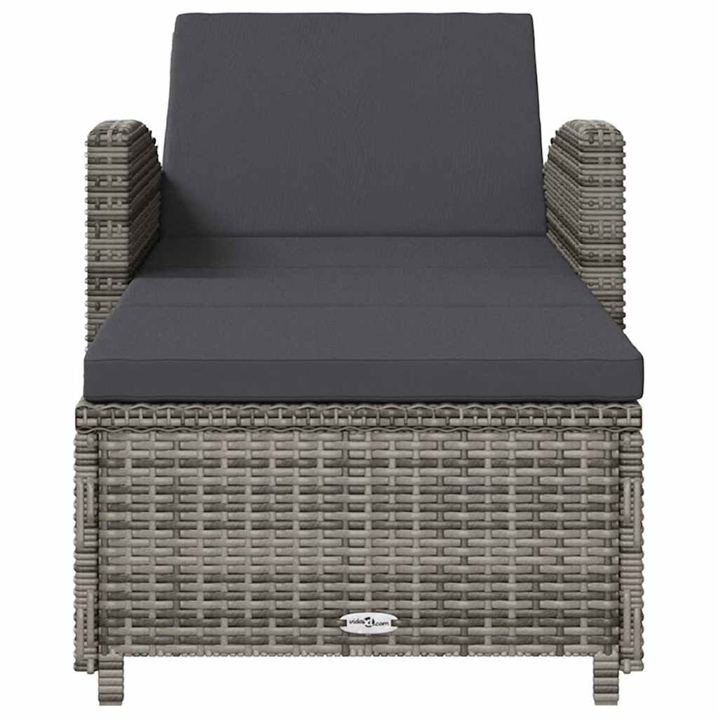 liggestol med mørkegrå hynde polyrattan grå