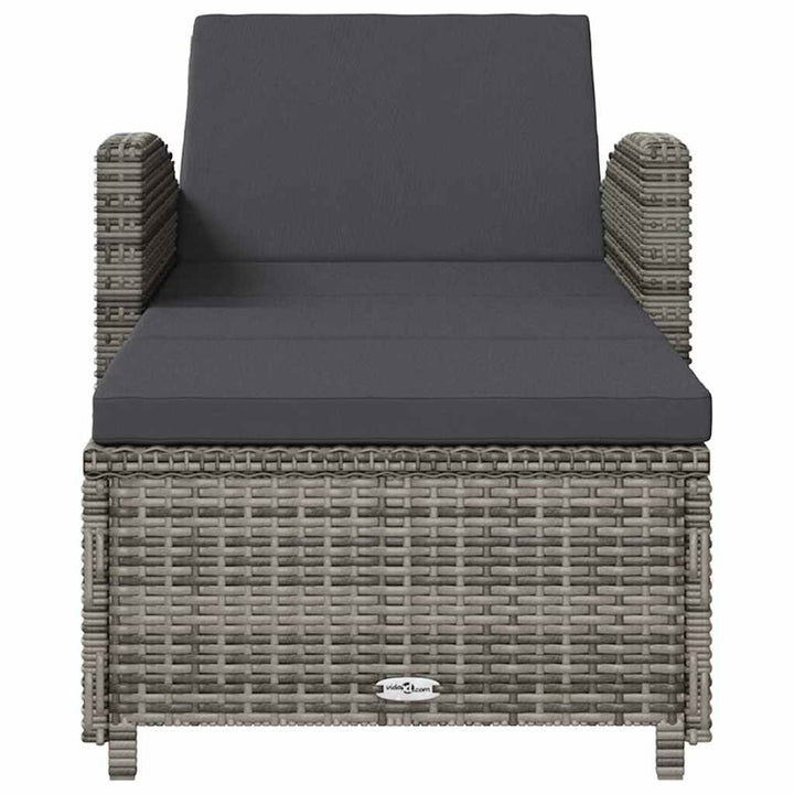 liggestol med mørkegrå hynde polyrattan grå