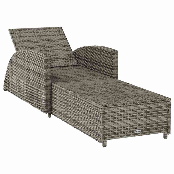 liggestol med mørkegrå hynde polyrattan grå