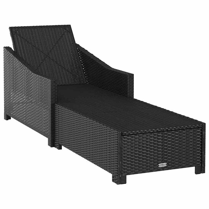 liggestol med cremefarvet hynde polyrattan sort