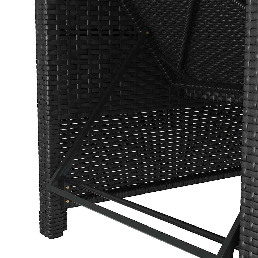 liggestol med cremefarvet hynde polyrattan sort