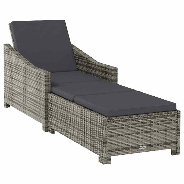 liggestol med mørkegrå hynde polyrattan grå