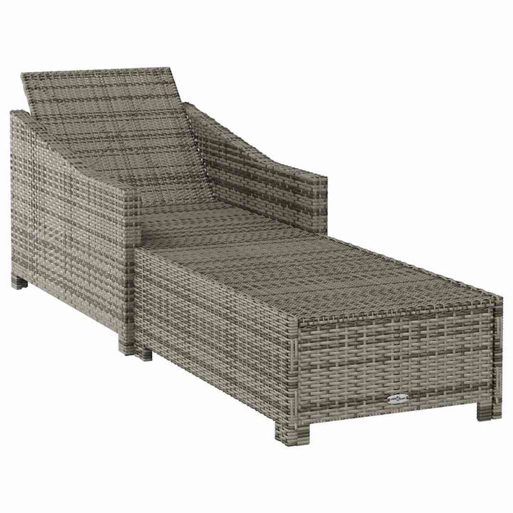 liggestol med mørkegrå hynde polyrattan grå