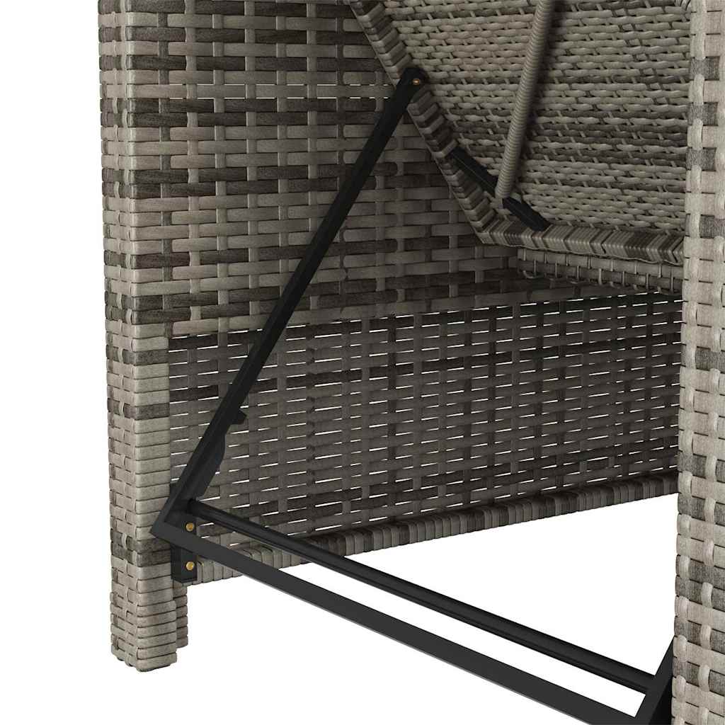 liggestol med mørkegrå hynde polyrattan grå