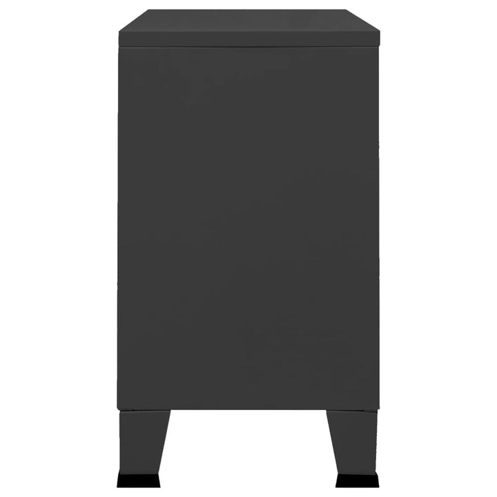 skænk 105x35x62 cm metal og glas sort