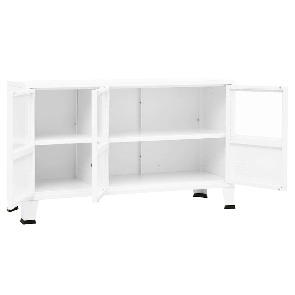 skænk 105x35x62 cm metal og glas hvid